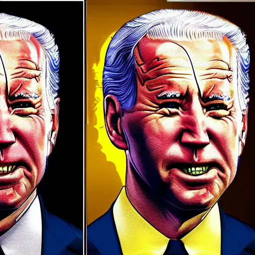 Image similar to a disco elysium portrait of Biden, highly detailed