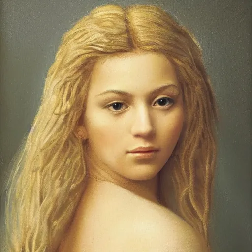 Image similar to a masterpiece portrait photo of a beautiful young woman who looks like a white beyonce