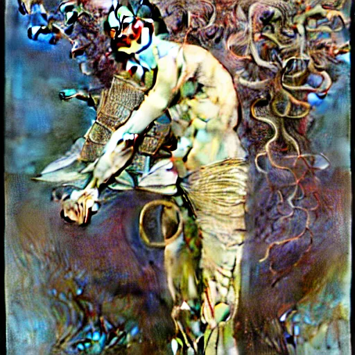 Image similar to realistic extremely detailed portrait painting of. an average. man with his. briefcase .in his. left hand . by Jean Delville, Amano, Yves Tanguy, Alphonse Mucha, Ernst Haeckel, Edward Robert Hughes, Roger Dean, pale muted pastel moody colors, gold eyes