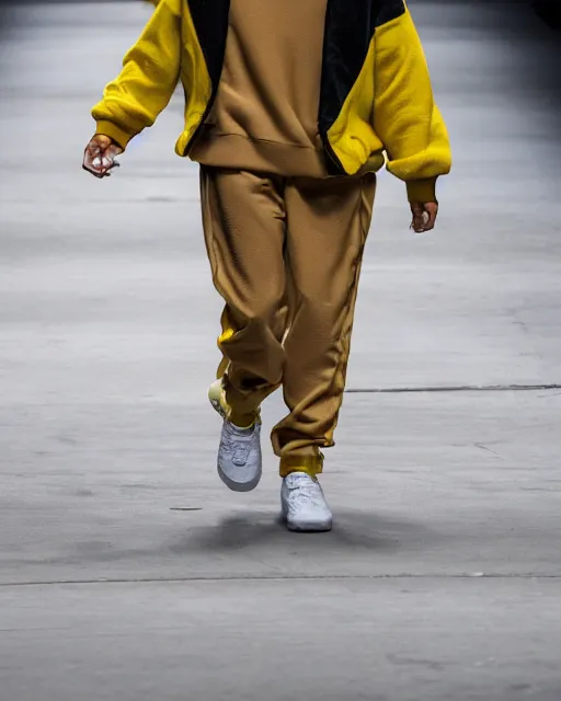 Image similar to hyperrealistic and heavy detailed 2321s Yeezy runway show of Pikachu , Leica SL2 50mm, vivid color, high quality, high textured