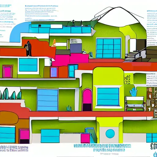 Image similar to colorful infographic sectional diagram of an organic building