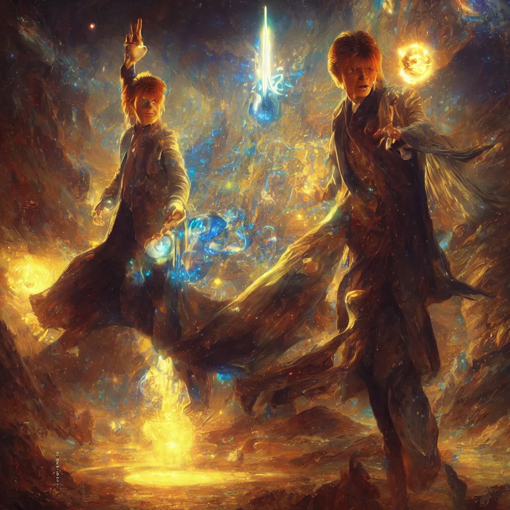 Image similar to david bowie as doctor who, radiant light, caustics, heroic, bright iridescent light, by gaston bussiere, bayard wu, greg rutkowski, maxim verehin