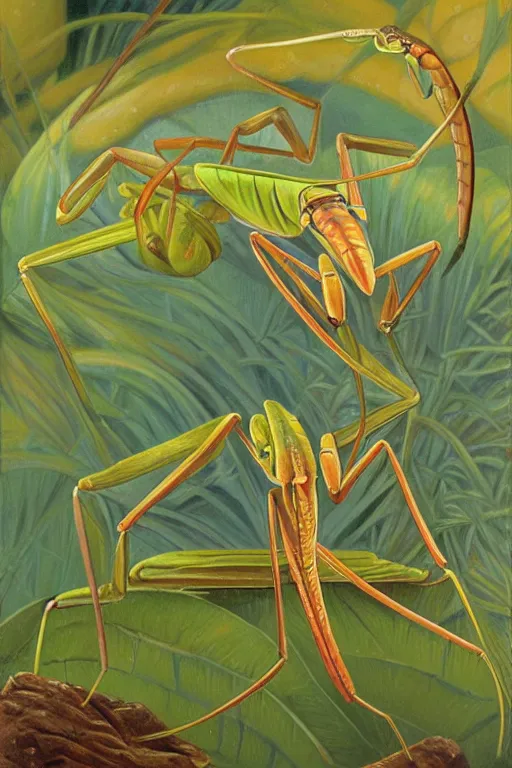 Image similar to praying mantis, by marianne north