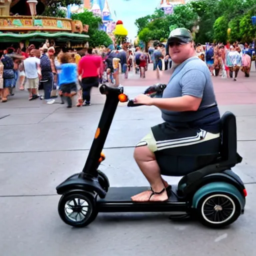 Image similar to a morbidly obese rat!!!!!!!!!!!!! riding a mobility scooter at disneyworld, photo