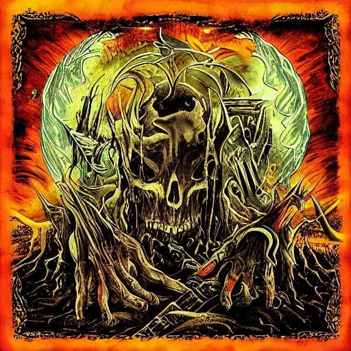 Image similar to among us video game among us death metal album cover in the style of death metal record cover