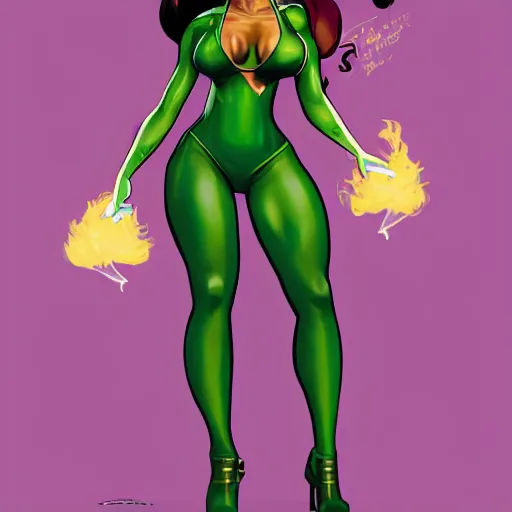 Prompt: Full body side portrait of Brittany Renner as Poison Ivy, Saweetie as Cat-Woman Marijuana, Smoke, big Booty, Body, Smoking, Curvy, Soft Geometry, 8k, Epic Level of Detail, :3 ,By Sachin Teng + Trending on Artstation :5
