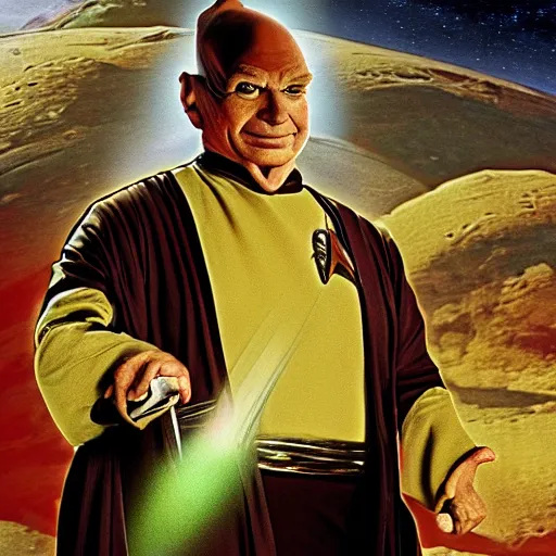 Prompt: jabba the hut as captain picard in star trek high carbination, realistic, hdr, clear image,