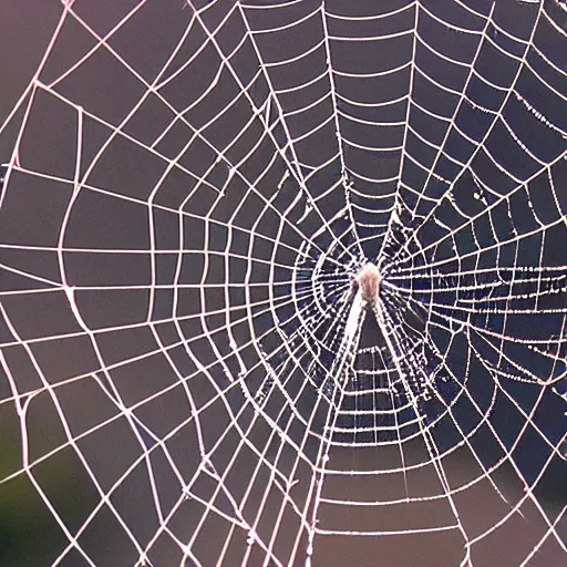 Prompt: a spidercat in the middle of a spider web.