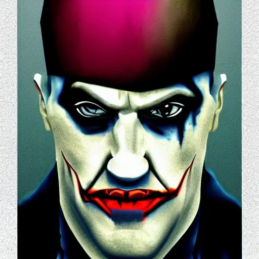 Prompt: Nikola Jokic as the joker, still from the Batman film