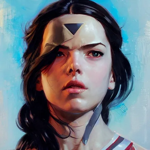 Image similar to greg manchess portrait painting of x - 2 3 laura kinney as overwatch character, medium shot, asymmetrical, profile picture, organic painting, sunny day, matte painting, bold shapes, hard edges, street art, trending on artstation, by huang guangjian and gil elvgren and sachin teng