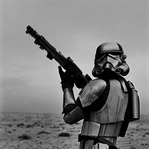 Image similar to falling soldier, republic clone trooper, black - and - white photograph, geonosis, realism, pictorialism, by robert capa, 3 5 mm film, like the moment of death has been frozen forever, groundbreaking photography