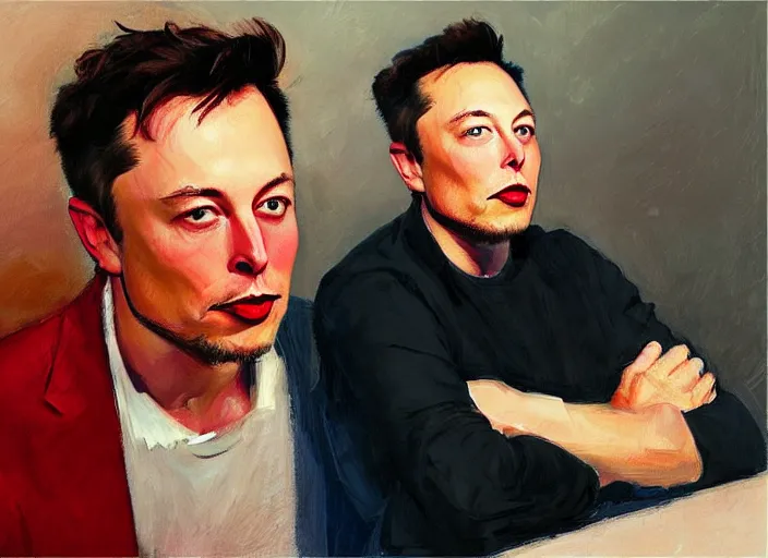 Image similar to a highly detailed beautiful portrait of elon musk with a strawberry, by gregory manchess, james gurney, james jean