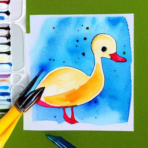 Image similar to cute goose, watercolor, diecut sticker