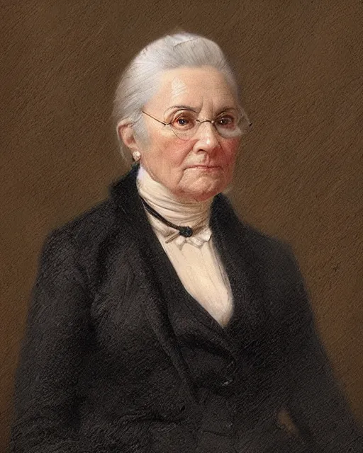 Prompt: portrait of a 1 8 7 2 united states president, she is an attractive woman in her 4 0 s, detailed face, 1 9 th century, highly detailed, cinematic lighting, digital art painting by greg rutkowski