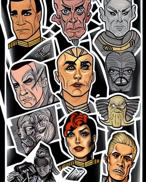 Image similar to tattoo flash art of star trek characters