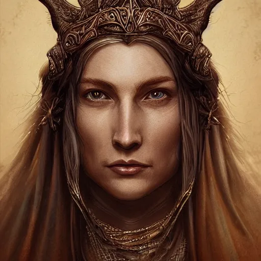 Image similar to Magnificent portrait of a Nordic God mother, fantasy, medieval, highly detailed, Artstation