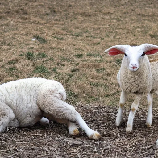 Prompt: a lamb and goat fused as one, scientific photo