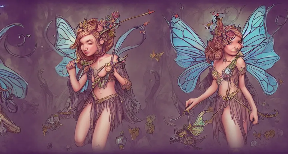 Prompt: a fairy, d & d, fantasy, intricate sticker illustration, artstation