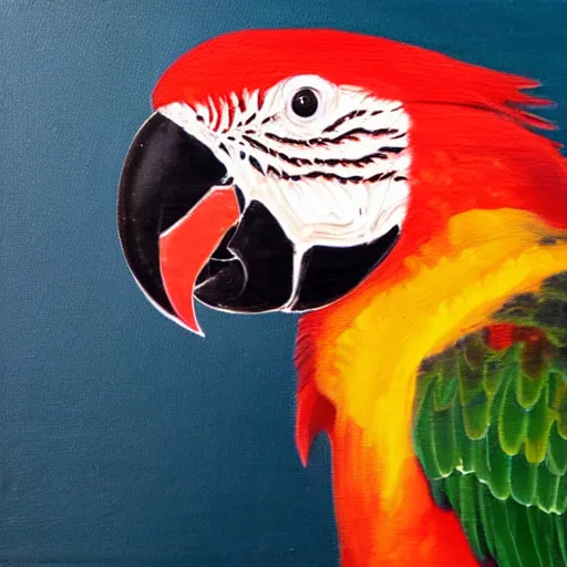 Prompt: Scarlet Macaw, Painting by Andrew Patsalou