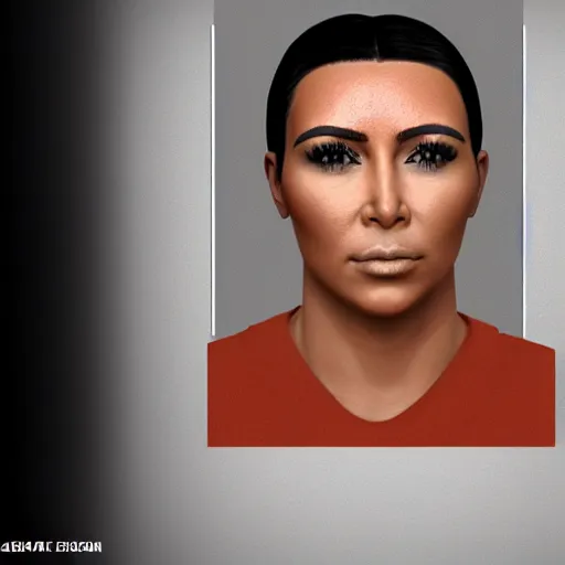 Image similar to photorealistic kim kardashian jail mugshot