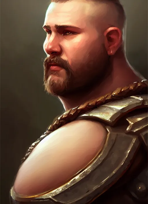 Prompt: a _ fantasy _ style _ portrait _ painting _ of chubby white barbarian male very short hair short stubble, brown hair, rpg dnd oil _ painting _ unreal _ 5 _ daz. _ rpg _ portrait _ extremely _ detailed _ artgerm _ greg _ rutkowski _ greg