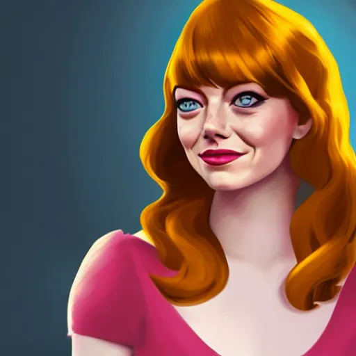 Image similar to full body portrait of Emma Stone as a Disney princess, professional studio lightening, volumetric lightening, photorealism