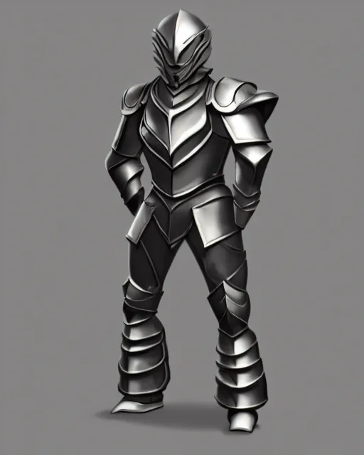 Image similar to fantasy armor, clean, shiny silver armor with gold trim, trending on artstation, flat shading, extremely smooth, orthographic front view, professional