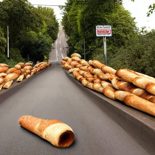 Image similar to Road covered in baguettes