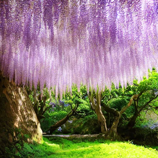 Prompt: under the Japan Usijima wisteria
