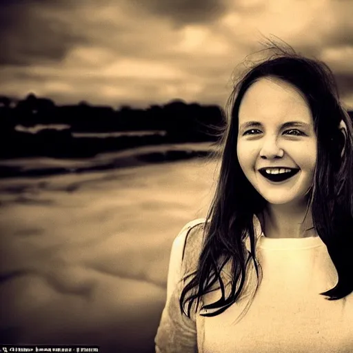 Image similar to an amazing award winning photo of a happy female, very sharp, hyperdetailed, cinematic atmospheric photo