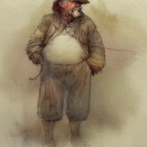 Prompt: !dream a muted color watercolor sketch of a little person poor old man story book character ifrom the book Baltimore & Redingote by Jean-Baptiste Monge of an old man in the style of by Jean-Baptiste Monge that looks like its by Jean-Baptiste Monge and refencing Jean-Baptiste Monge