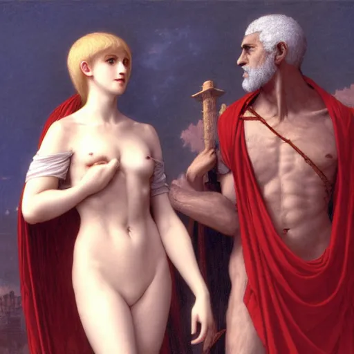 Prompt: Dante and Virgil by William Bouguereau but with guts and griffith from berserk, high quality, 4k