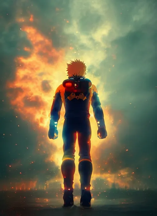 Image similar to Endeavor from my hero academia outraging, flames, dark atmosphere, cinematic shot, intricate, ornate, photorealistic, ultra detailed, realistic, 100mm, photography, octane, high definition, depth of field, bokeh, 8k, artstation