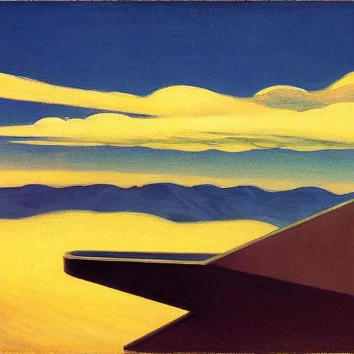 Image similar to spaceship in the sky by Edward Hopper