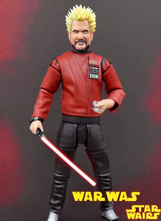 Prompt: star wars black series action figure of guy fieri, toy extremely detailed