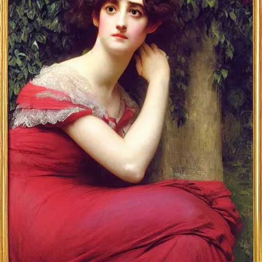 Prompt: portrait en buste of eva green in an edwardian dress by frederic william burton and frederic leighton, abundantly detailed, perfectly detailed pupils