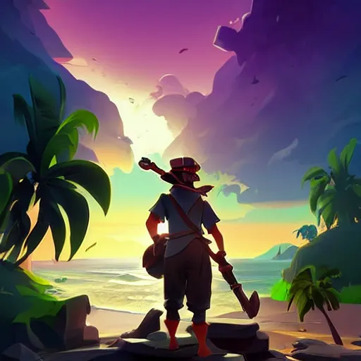 Image similar to painting treasure on sea of thieves game smooth median photoshop filter cutout vector, behance hd by jesper ejsing, by rhads, makoto shinkai and lois van baarle, ilya kuvshinov, rossdraws global illumination