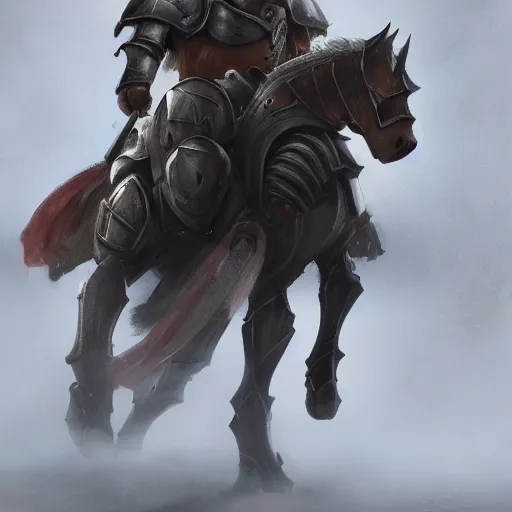 Image similar to a paladin in heavy armor riding an armored warhorse, artstation hall of fame gallery, editors choice, #1 digital painting of all time, most beautiful image ever created, emotionally evocative, greatest art ever made, lifetime achievement magnum opus masterpiece, the most amazing breathtaking image with the deepest message ever painted, a thing of beauty beyond imagination or words, 4k, highly detailed, cinematic lighting