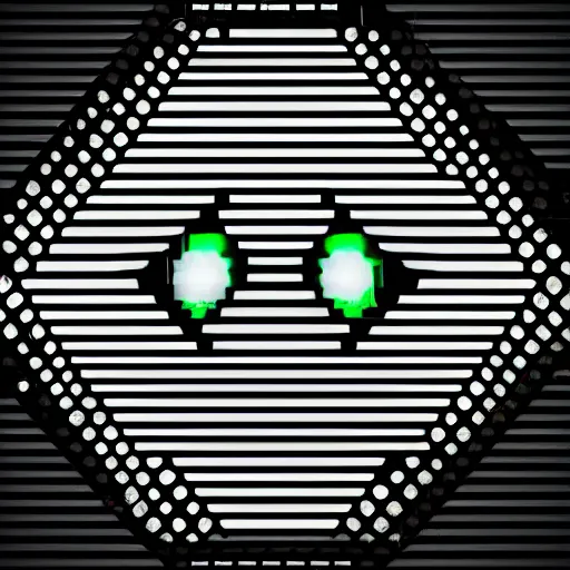 Prompt: a cyberpunk staring eye with a black rhombus in the background