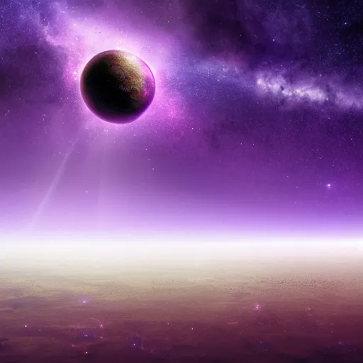 Image similar to a purple galaxy against the pitch black universe, matte painting, concept art, 4 k