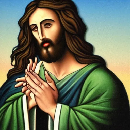 Image similar to jesus using weed