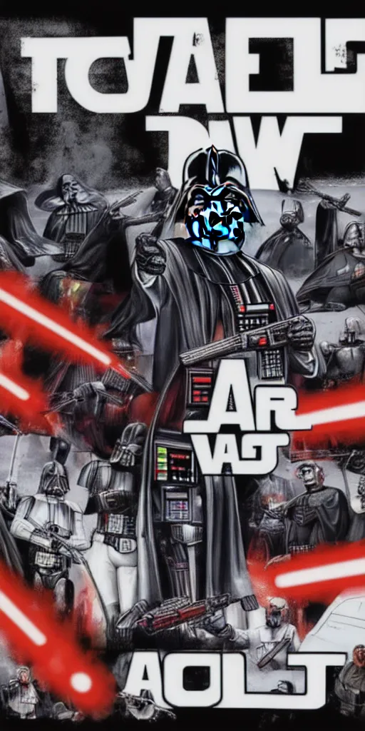 Image similar to darth vader, in the style of gta 5 loading screen, illustrated