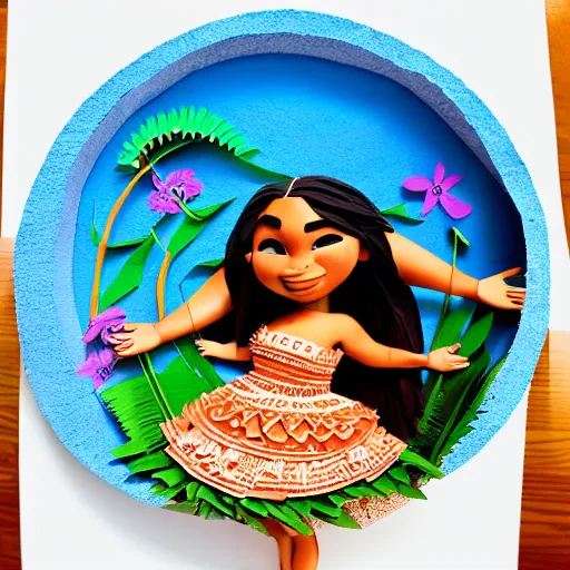 Image similar to cut paper sculpture of moana