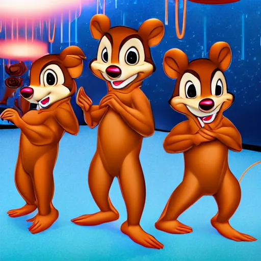 Prompt: Chip and Dale as Chippendales, ultra-detailed, 8k resolution, hyperreality