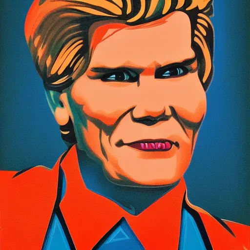 Image similar to bogdanoff portrait, soviet propaganda poster style, vivid colors