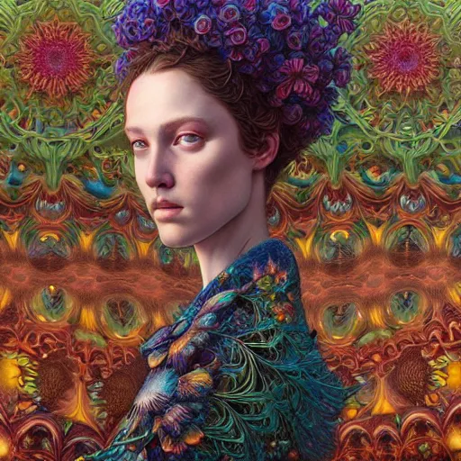 Image similar to hyper detailed masterpiece, floral pattern, jean giraud, digital art painting, matte painting, beautiful, psychedelic, artgerm, donato giancola, tom bagshaw