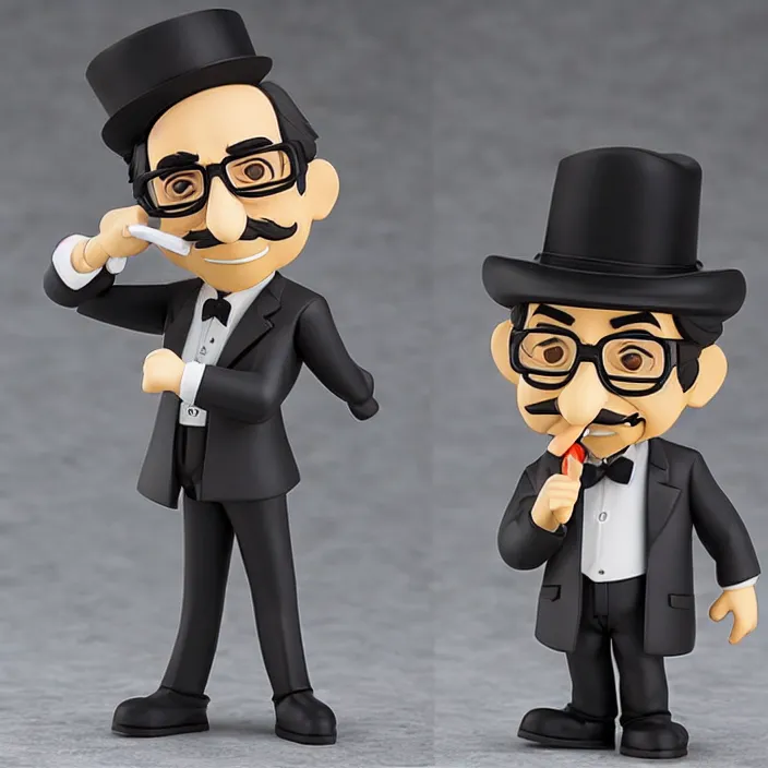 Prompt: Groucho Marx, An anime Nendoroid of Groucho Marx, figurine, detailed product photo