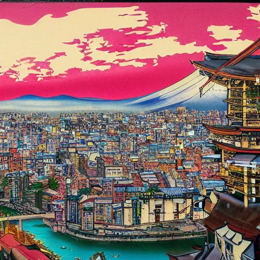 Image similar to city paited by a japanese artist