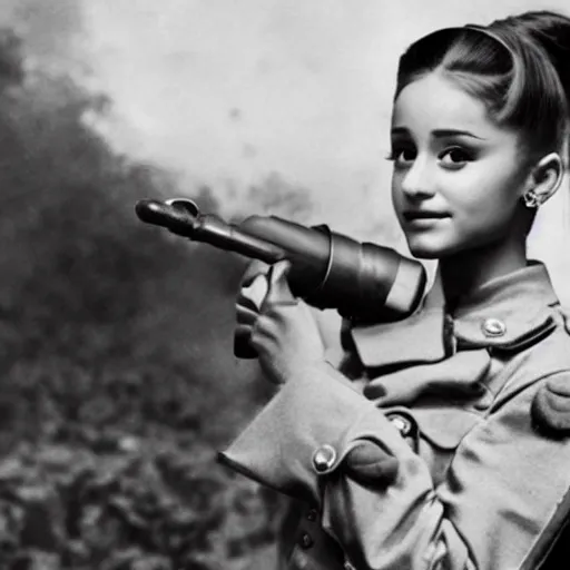 Image similar to ariana grande as a german solider in world war 2 taken with a 1 9 4 0's camera