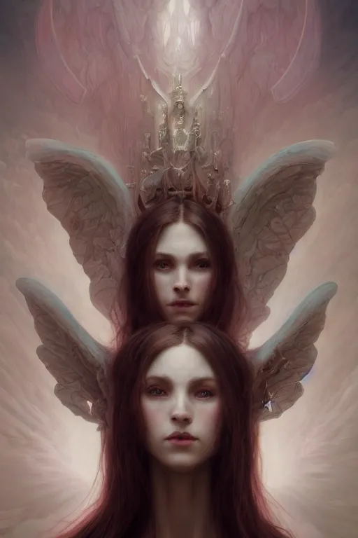 Image similar to Portrait of beautiful pale demonic angelic girl warhammer 40000, cinematic lighting, intricate, elegant, highly detailed, digital painting, artstation, smooth, sharp focus, illustration, art by artgerm and greg rutkowski and zdislav beksinski and alphonse mucha and Wayne Barlowe and william-adolphe bouguereau